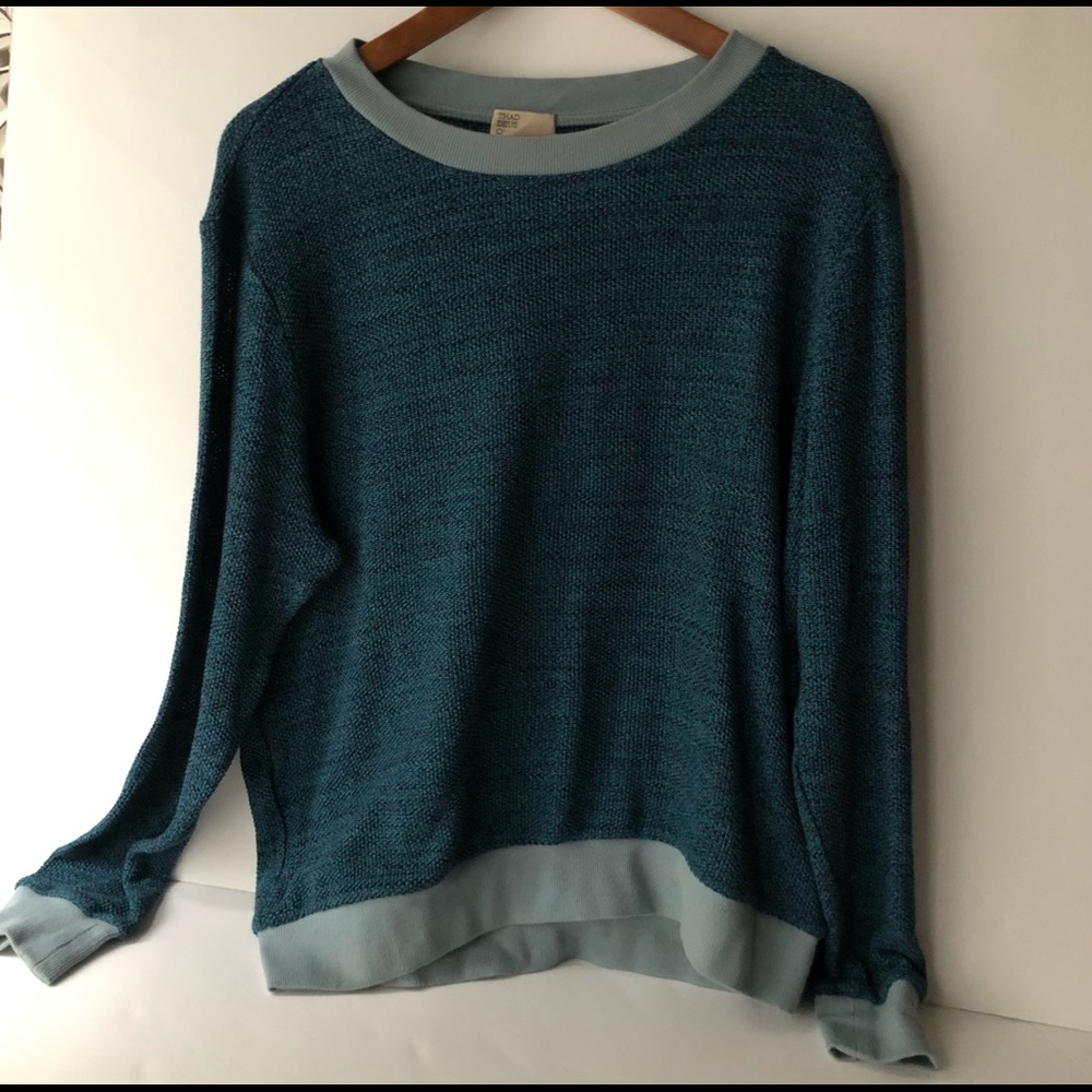 Thaddeus O’Neil Blue Crewneck Sweater with Ribbing, Size Small